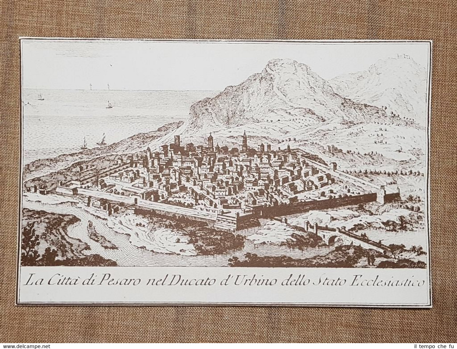 Pesaro nel Ducato d'Urbino Stato Ecclesiastico 1757 Salmon Litografia Ristampa