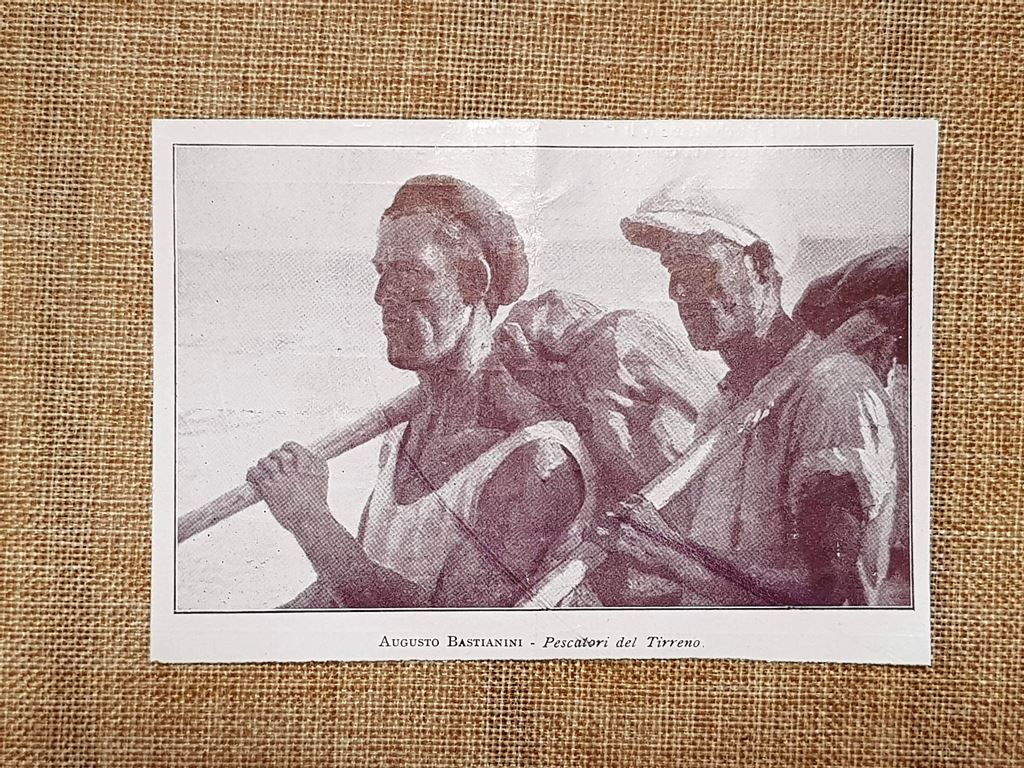 Pescatori del Tirreno Quadro di Augusto Bastianini Stampa del 1932