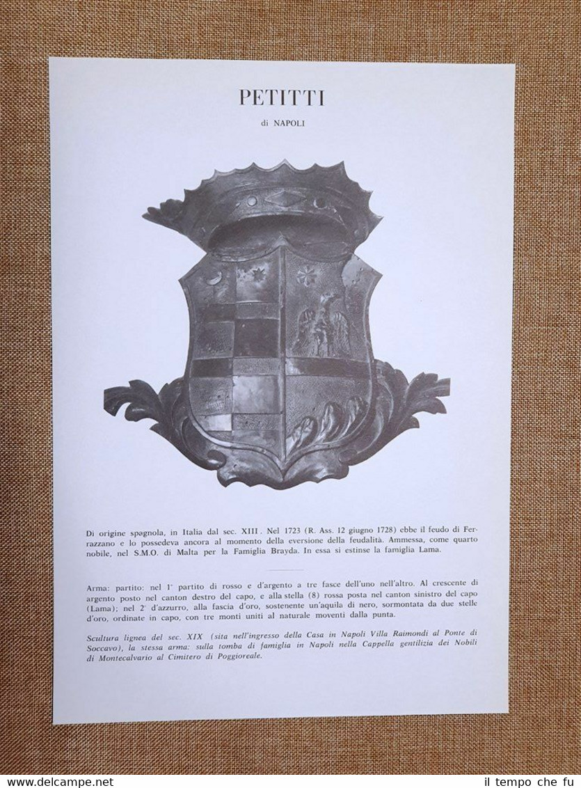 Petitti di Napoli Stemma Famiglia Nobile Nobiltà Araldica