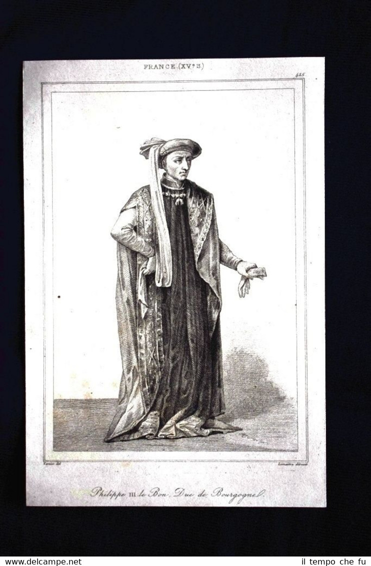 Philippe III le Bon de Borgogne, France Incisione del 1850 …