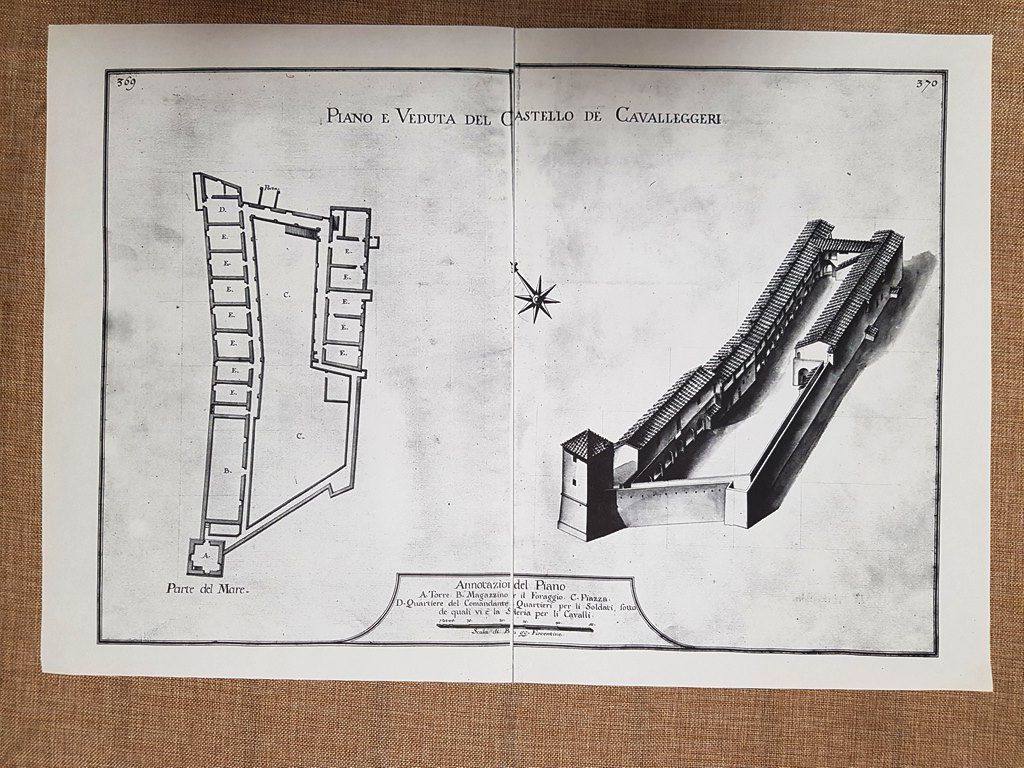 Piano e veduta Castello Cavalleggeri Granducato di Toscana Warren 1749 …