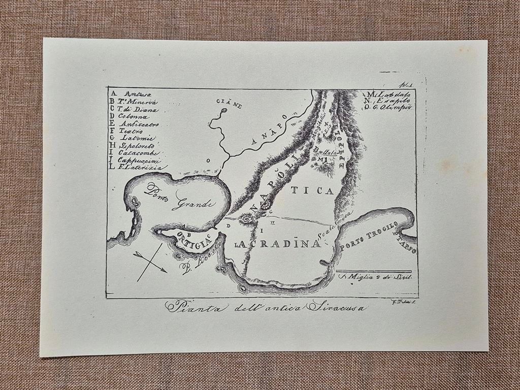 Pianta dell'antica città di Siracusa Tavola Giuseppe Politi Anno 1835 …