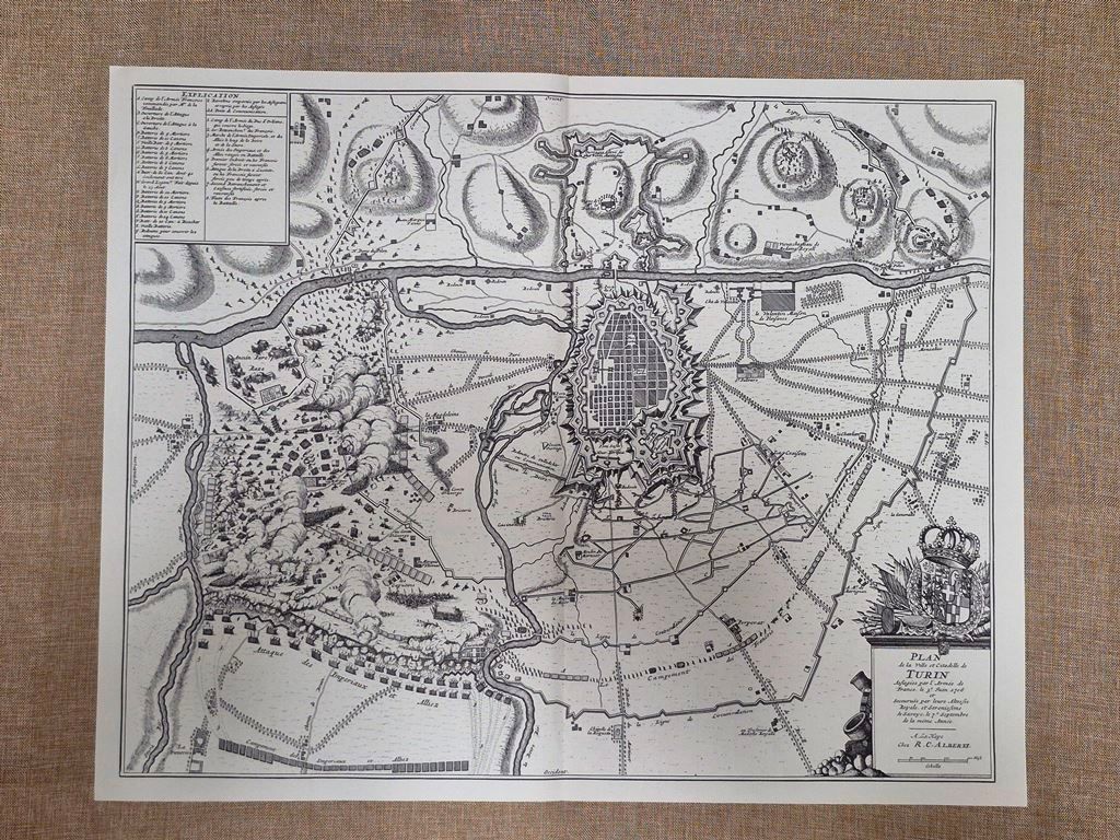 Pianta dell’assedio di Torino 1706 Journal historique A. Bertola Blaeu …