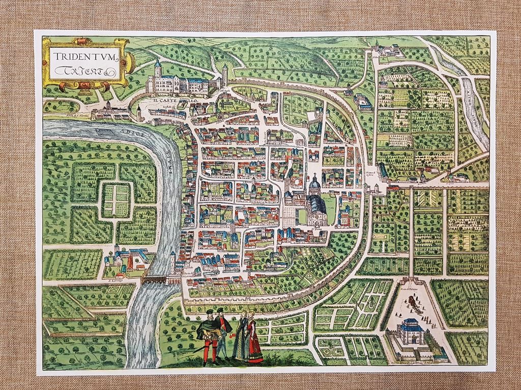 Pianta della città di Trento Braun Civitas Orbis Terrarum Anno …