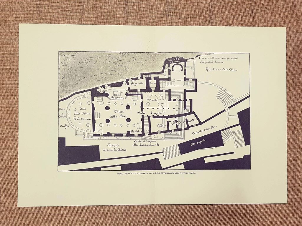 Pianta della nuova Chiesa di San Marino sovrapposta alla vecchia …