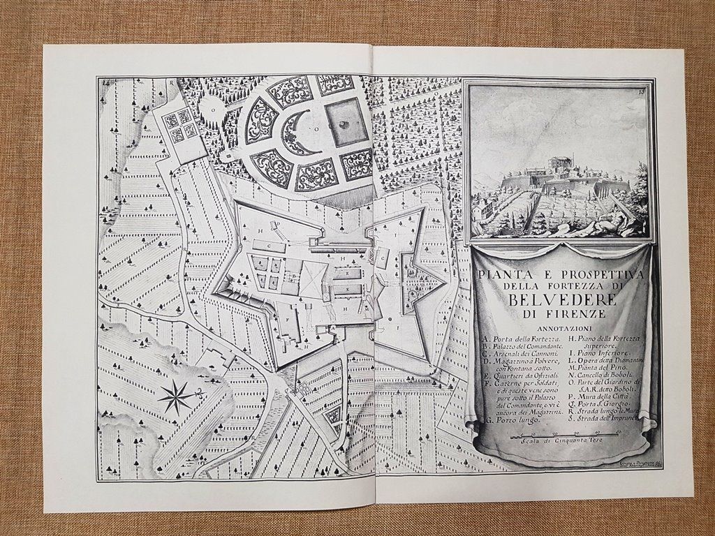 Pianta Fortezza di Belvedere Granducato di Toscana Odoardo Warren 1749 …