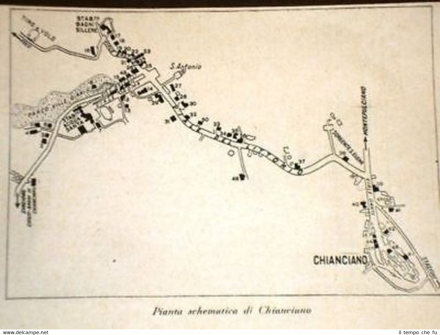 Pianta o Piantina Bagni di Chianciano o Chianciano Via Roma …