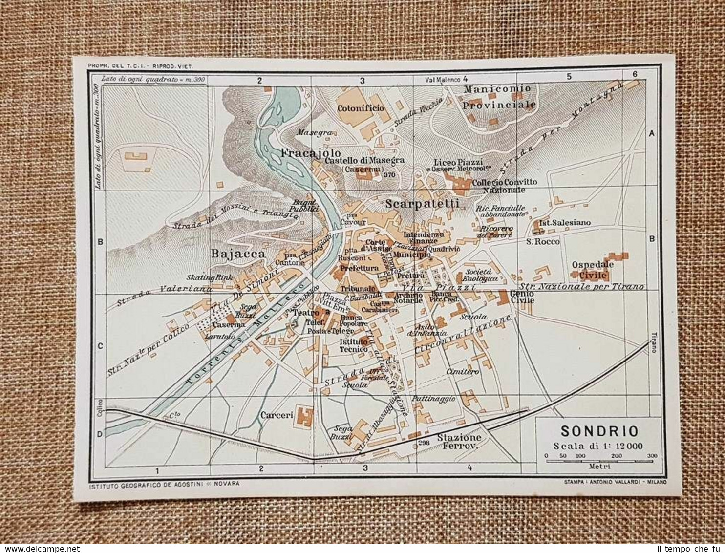 Pianta o piantina del 1914 La città di Sondrio Lombardia …