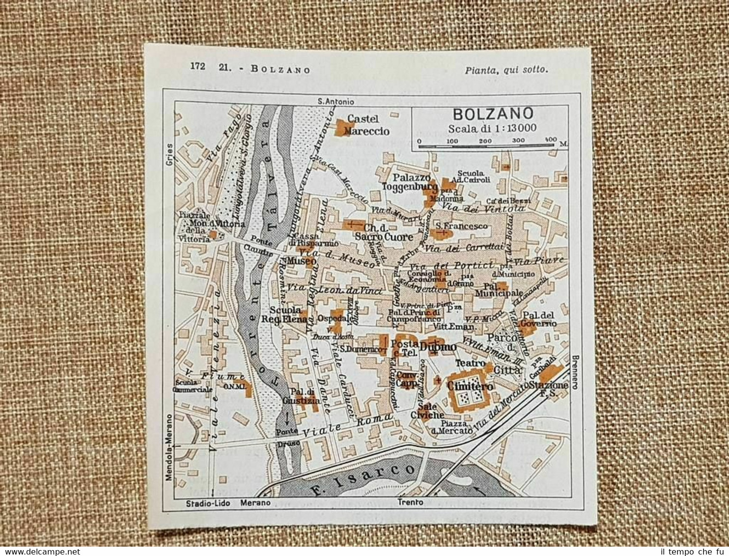 Pianta o piantina del 1937 La città di Bolzano Trentino …