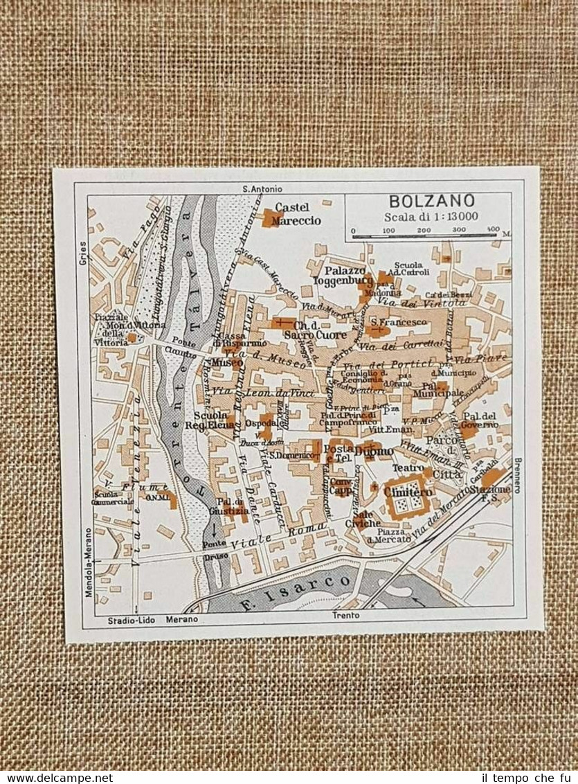 Pianta o piantina del 1937 La città di Bolzano Trentino …