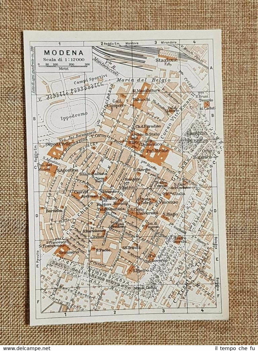 Pianta o piantina del 1937 La città di Modena Emilia …