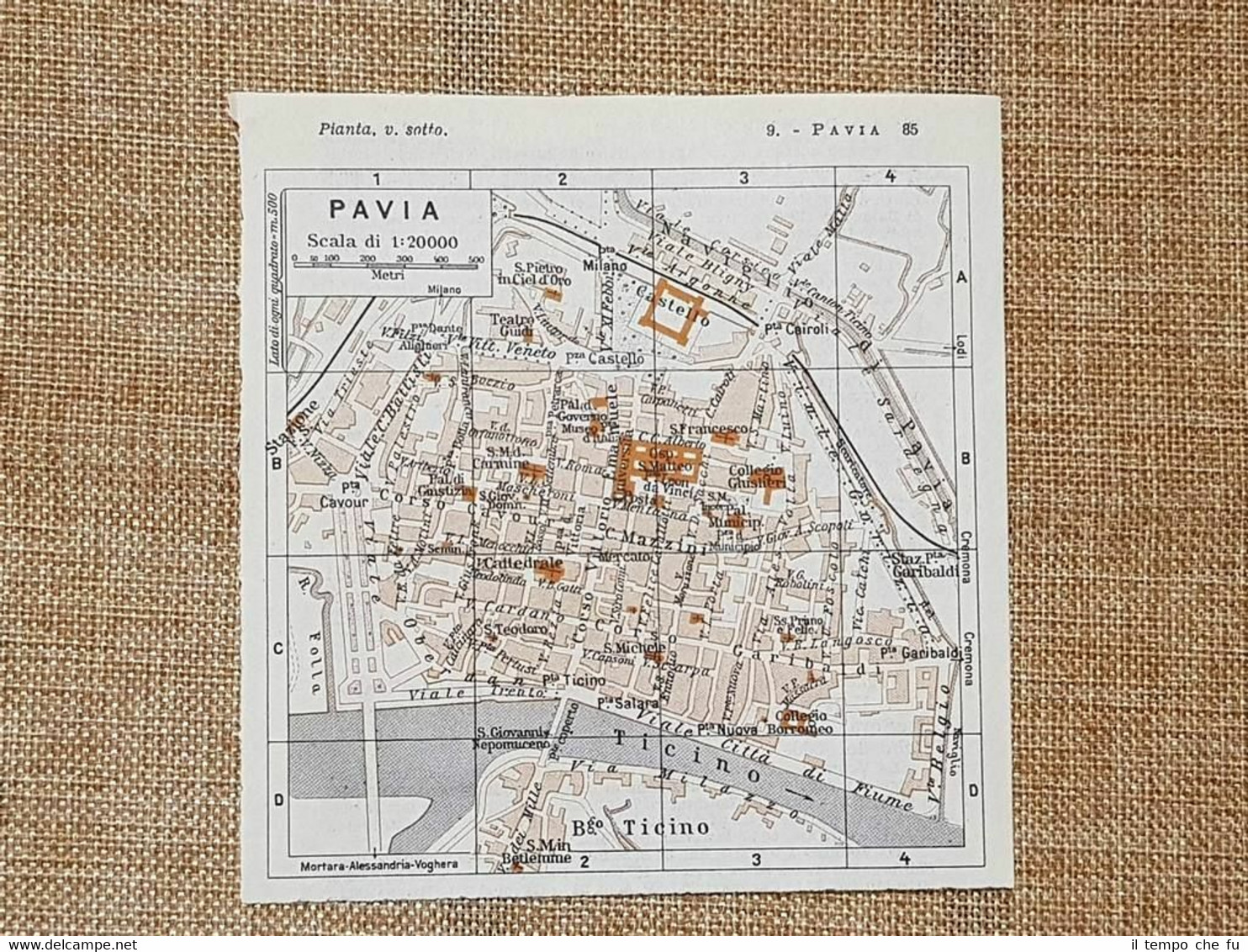 Pianta o piantina del 1937 La città di Pavia Lombardia …