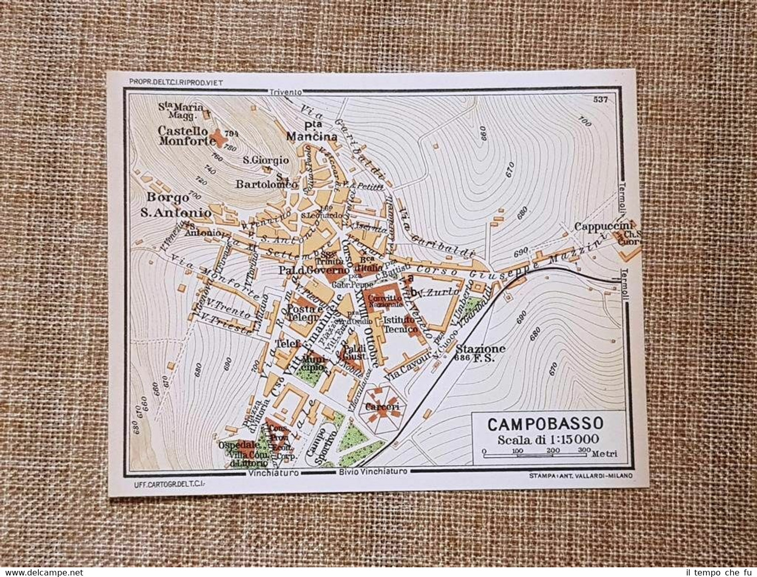 Pianta o piantina del 1938 La città di Campobasso Molise …
