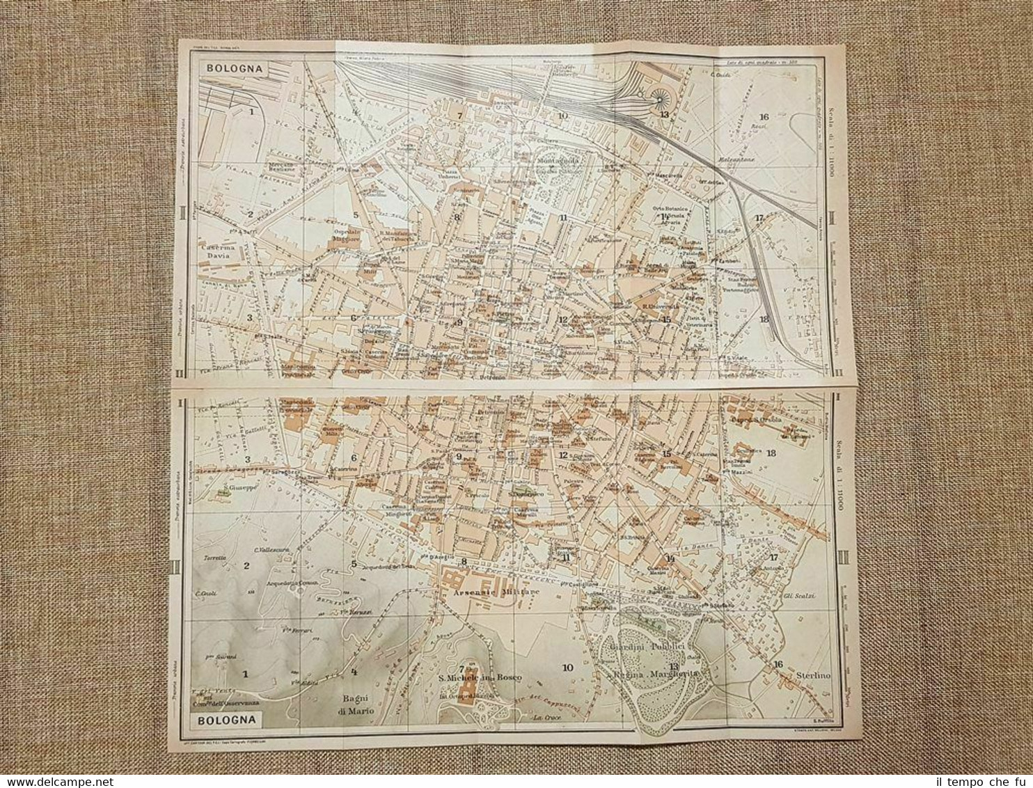 Pianta o piantina del 1939 La città di Bologna Emilia …