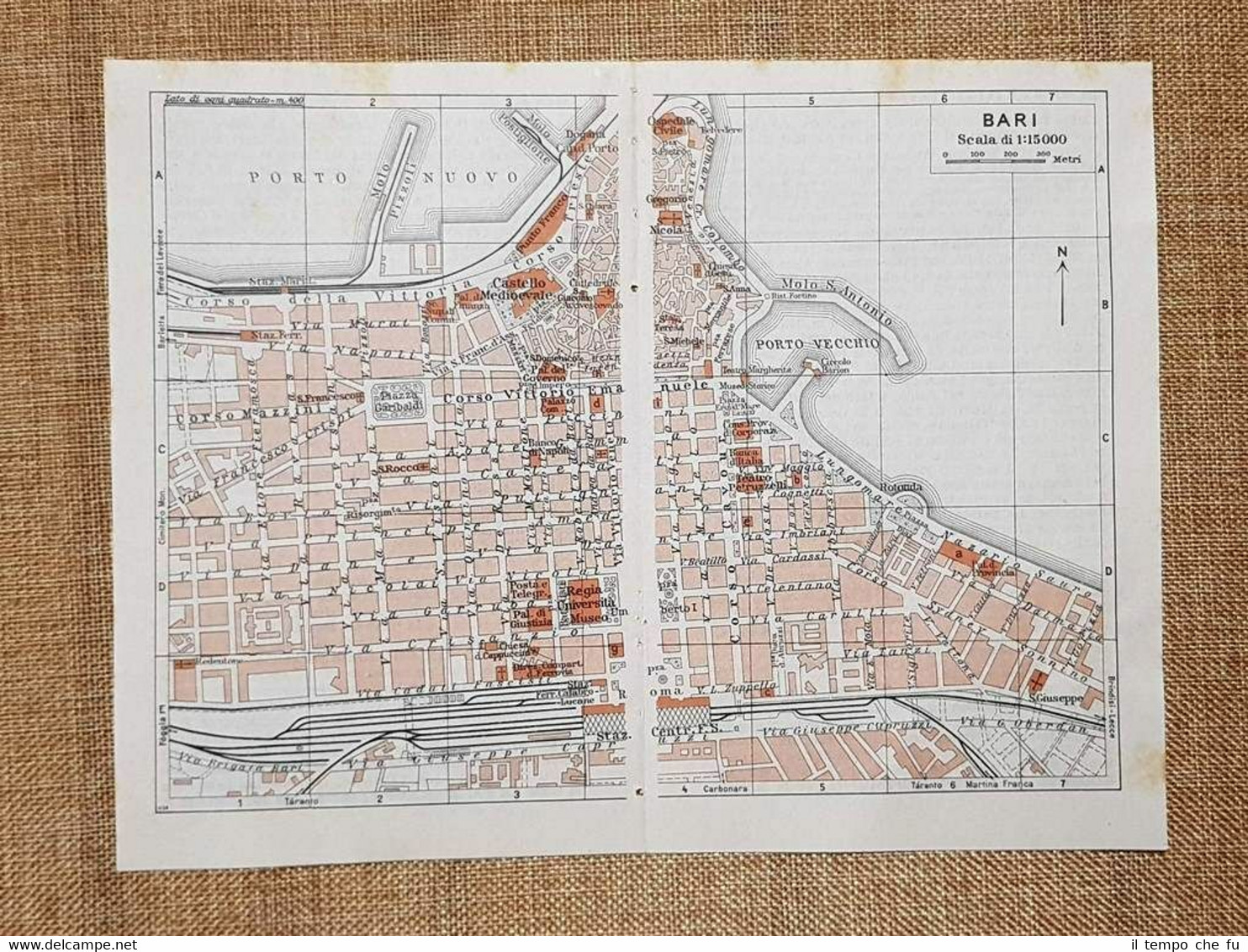 Pianta o piantina del 1940 La città di Bari Puglia …