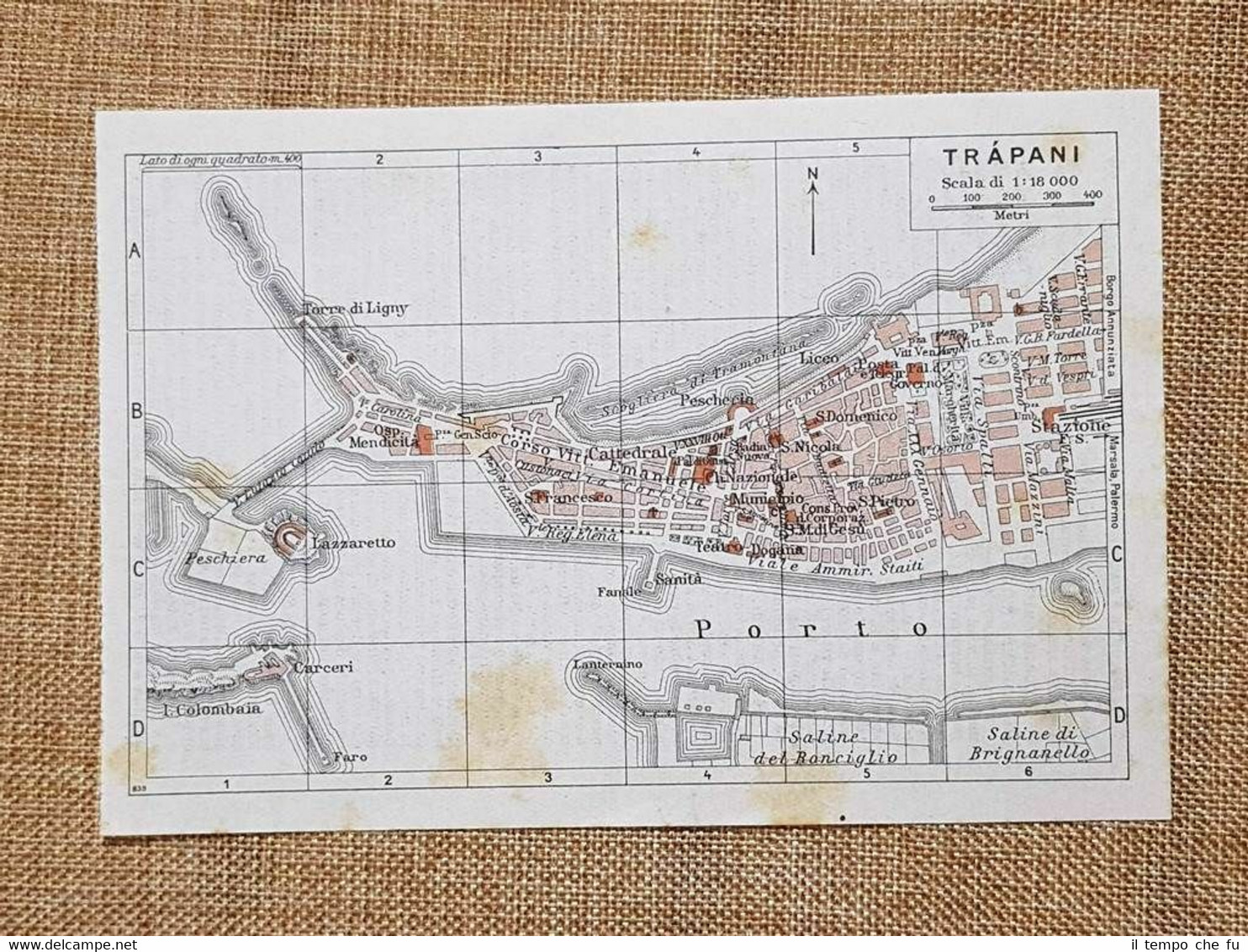 Pianta o piantina del 1940 La città di Trapani Sicilia …