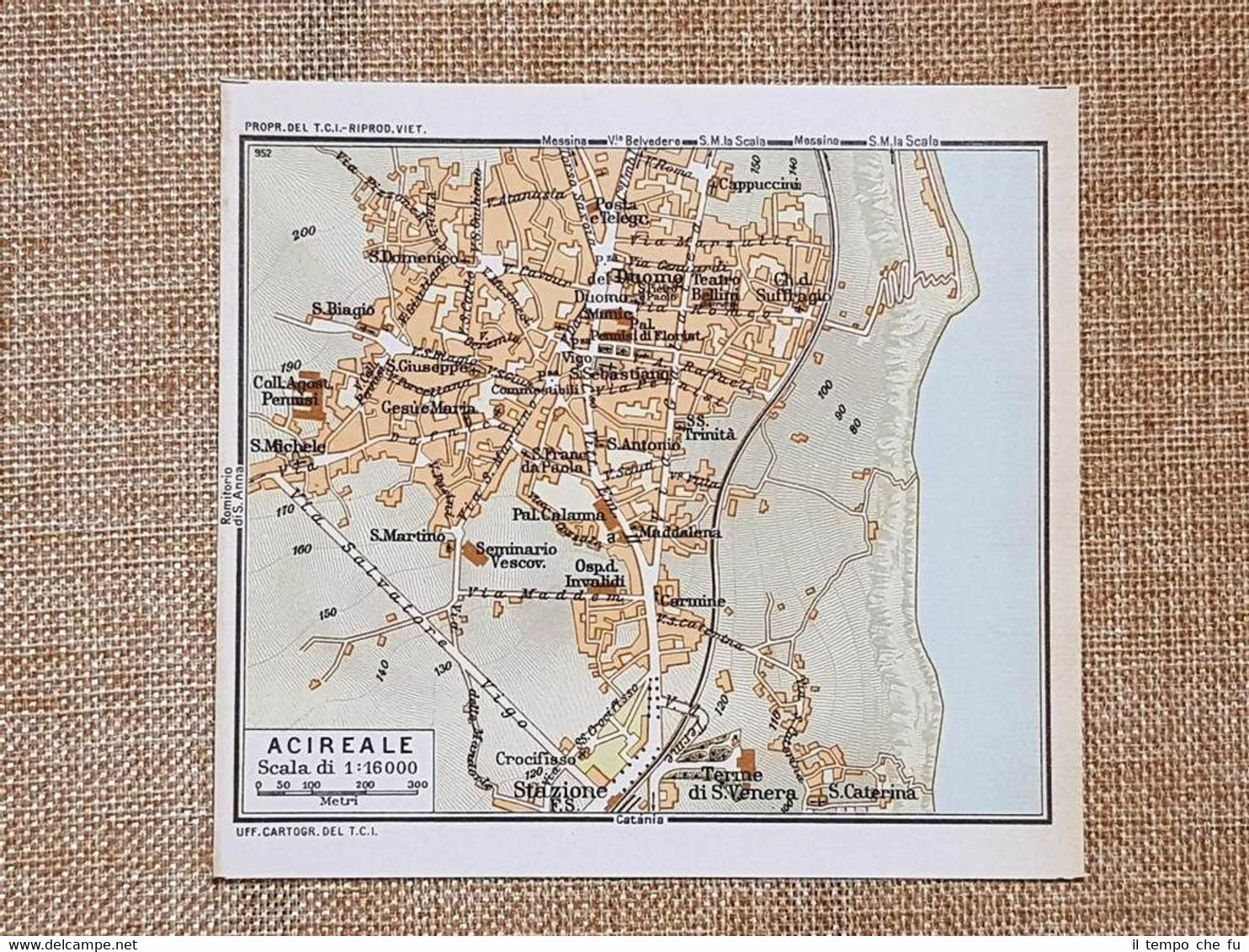 Pianta o piantina del 1953 La città di Acireale Catania …