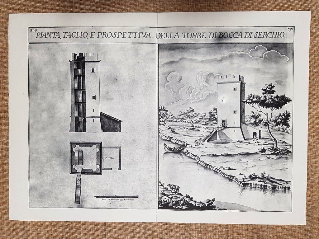 Pianta sezione Torre di Bocca di Serchio Granducato Toscana Warren …