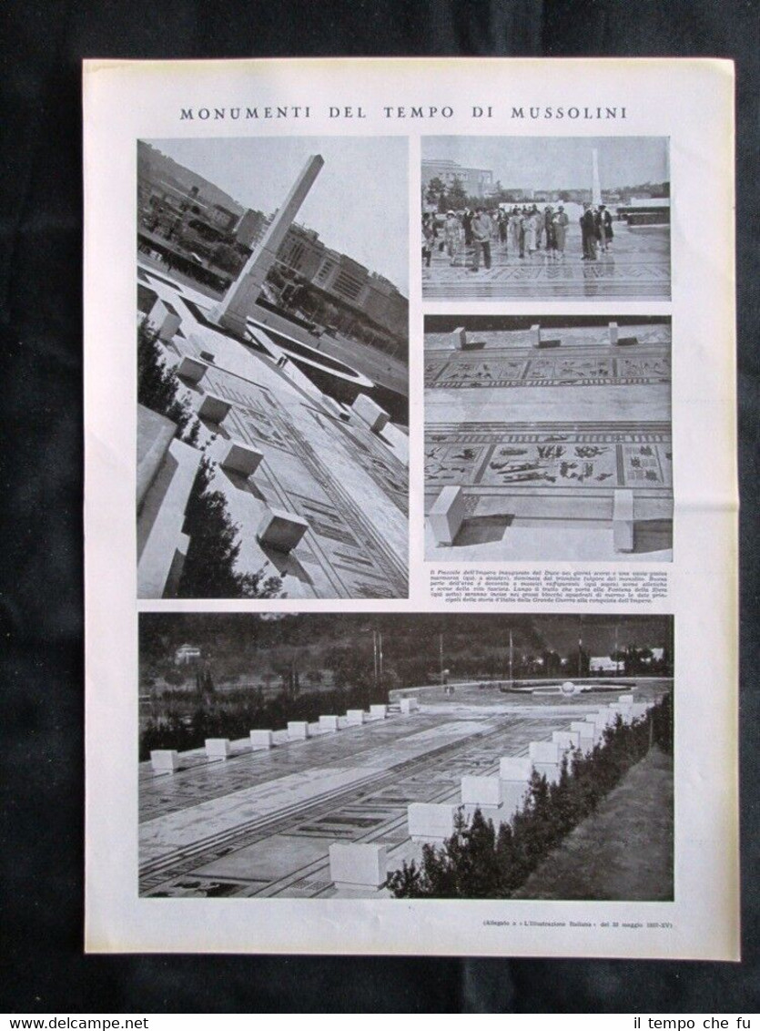 Piazzale dell'Impero,Benito Mussolini+Tomba Alarico, re Visigoti Stampa del 1937