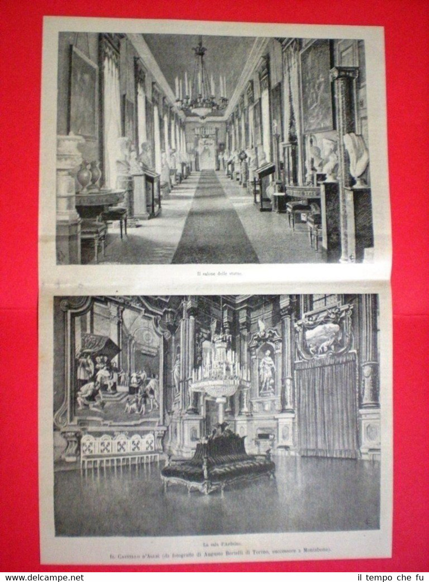 Piemonte- Il castello d'Agliè nel 1885, salone delle statue e …