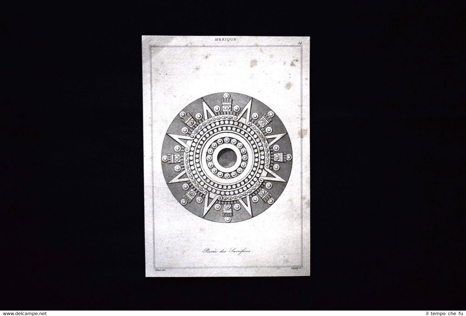 Pietra dei sacrifici, Messico Incisione del 1850 L'Univers pittoresque