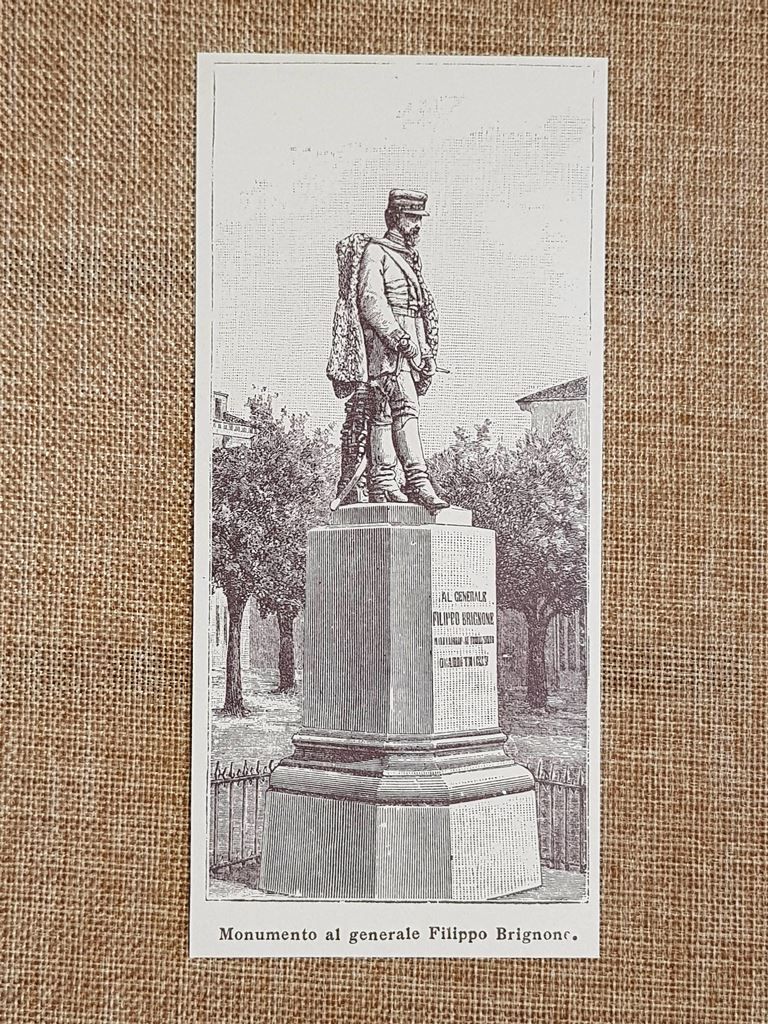 Pinerolo nell'800 Monumento al Generale Filippo Brignone Torino Piemonte