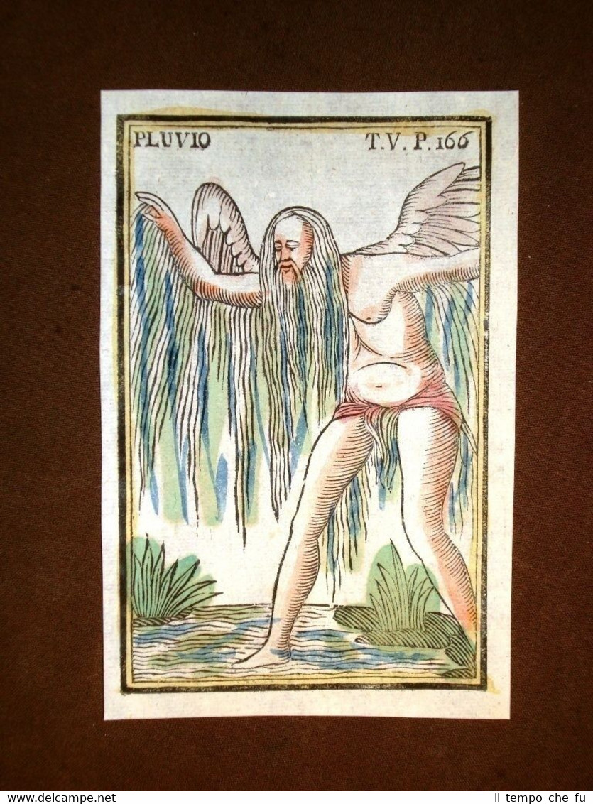 Pluvio Dio pioggia Settecentina acquerellata a mano del 1785 Andre …