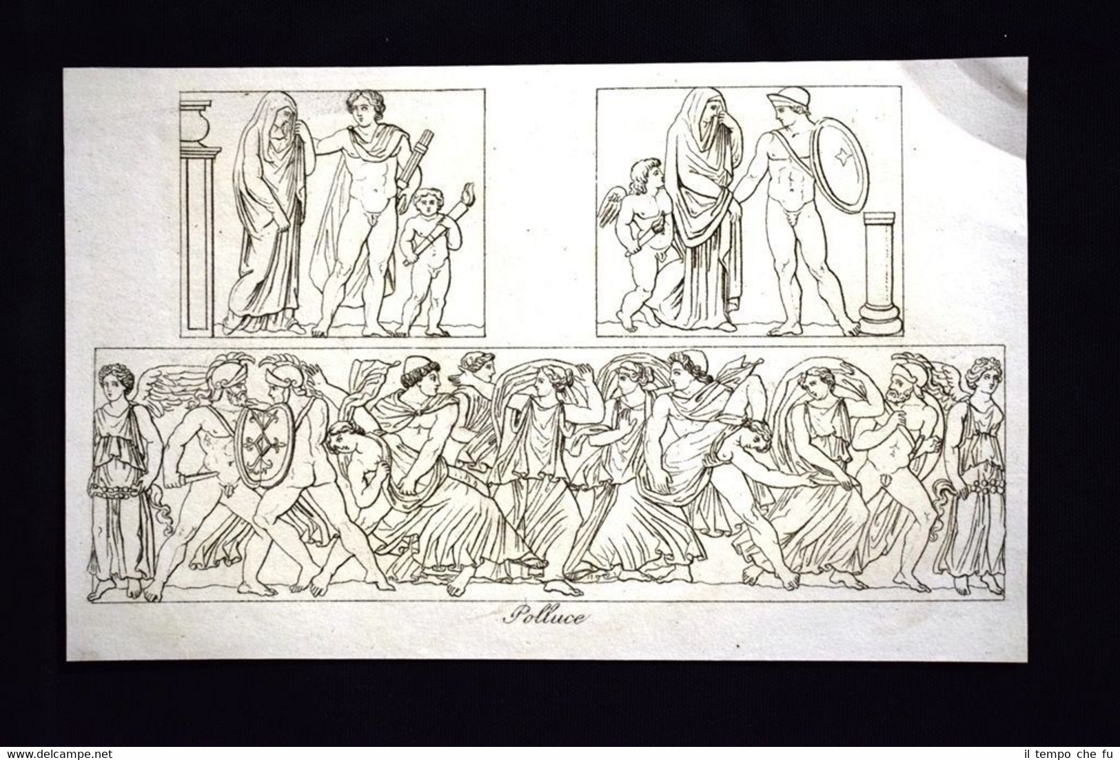 Polluce Incisione all'acquaforte del 1820 Mitologia Pozzoli