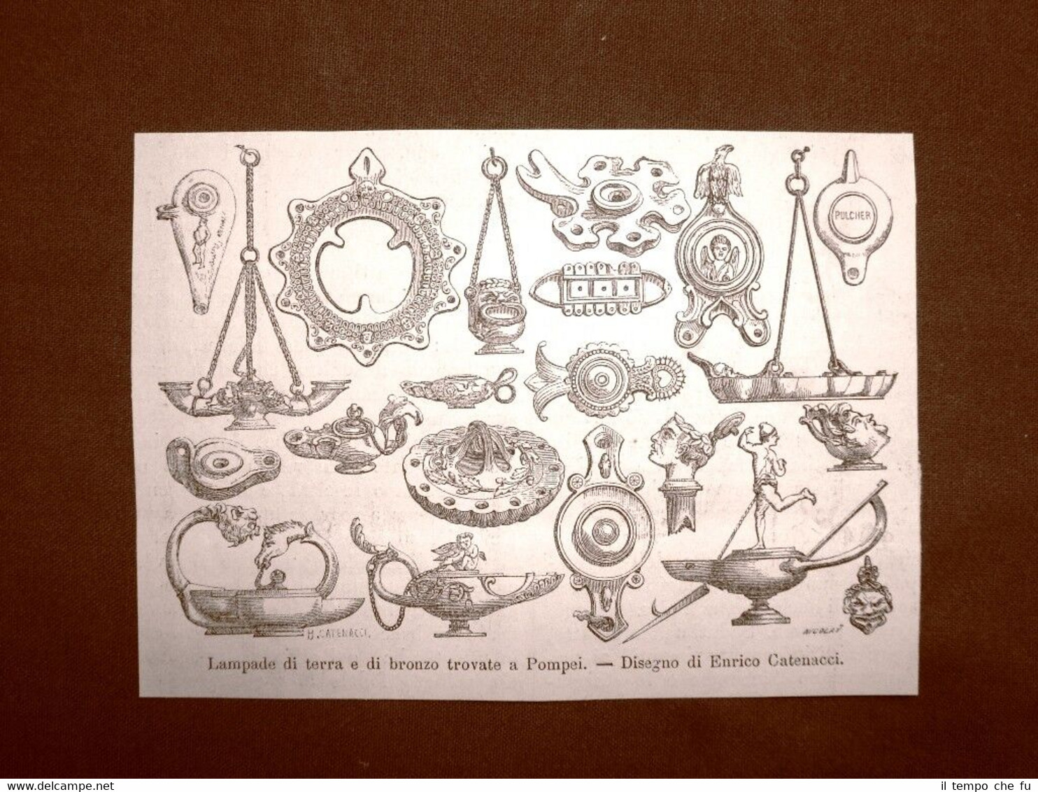Pompei nel 1863 Lampade di terra e di bronzo recentemente …
