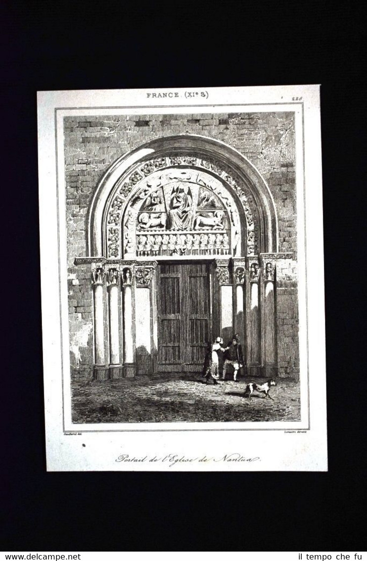 Portail de l'eglise de Nantua, France Incisione del 1850 L'Univers …