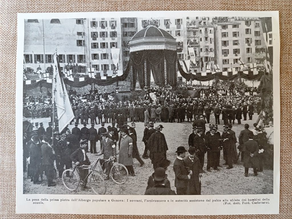 Posa prima pietra dell'albergo popolare a Genova nel 1905 Sovrani …