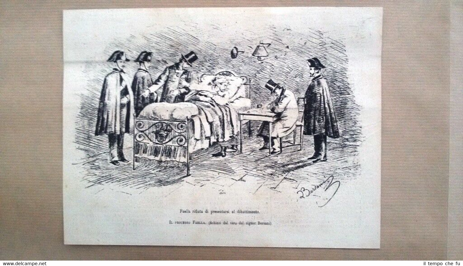 Processo Faella-Faella rifiuta di presentarsi al dibattimento Incisione del 1882