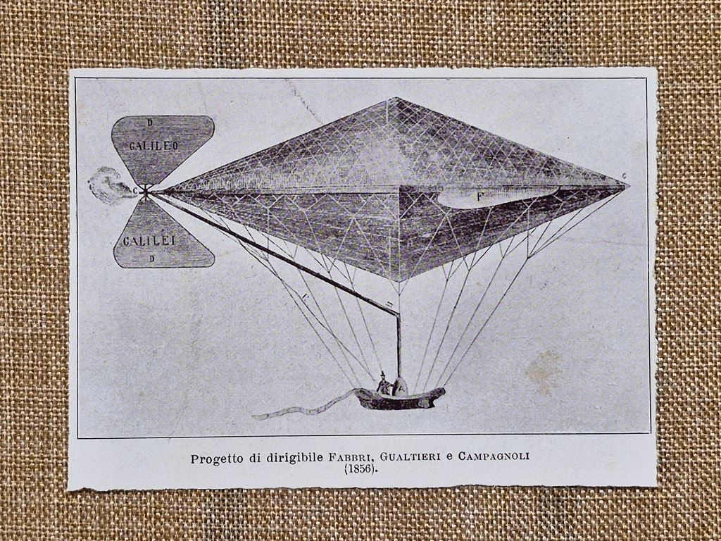 Progetto di dirigibile Fabbri Gualtieri e Campagnoli 1856 Stampa del …