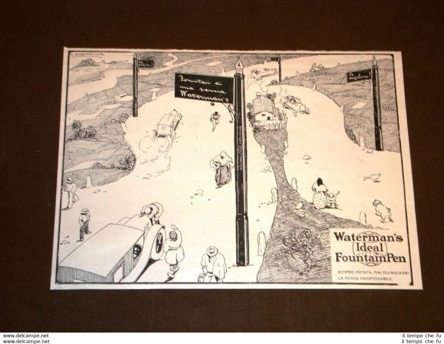 Pubblicità d'epoca dei primi del 1900 Penna stilografica Waterman's