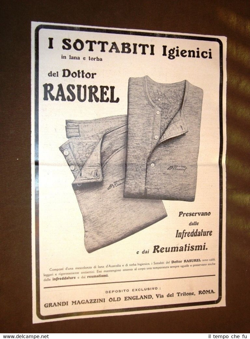 Pubblicità d'Epoca dei primi del 1900 Sottoabiti igienici del Dott.Rasurel