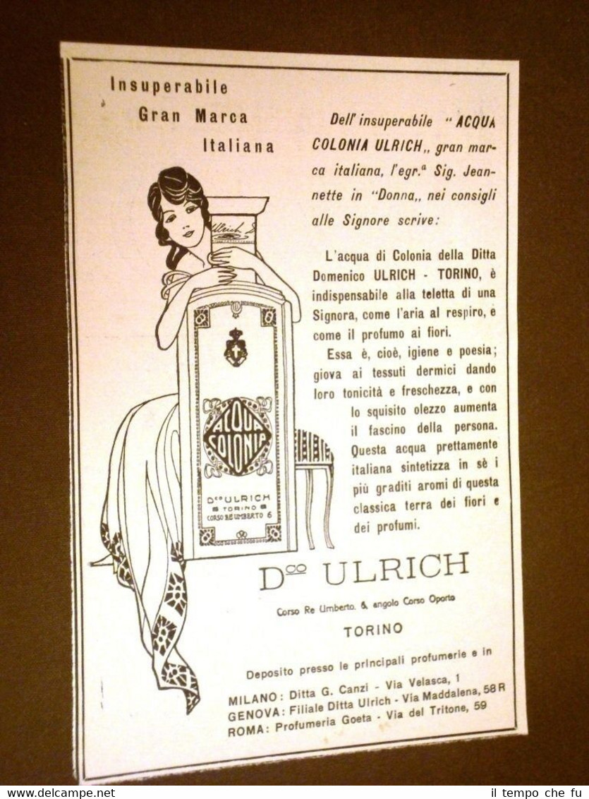 Pubblicità d'epoca dei primi del '900 Acqua di colonia Ditta …
