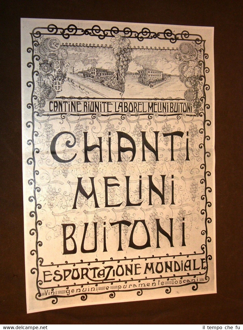 Pubblicità d'epoca dei primi del '900 Cantine riunite Chianti Melini …