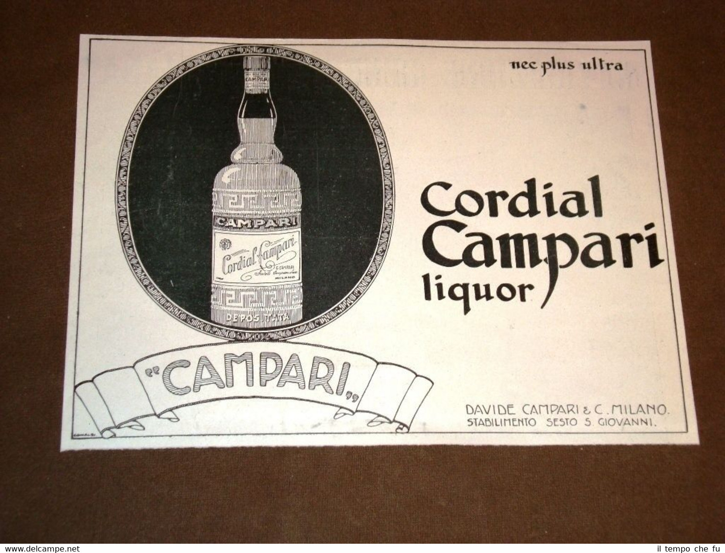 Pubblicità d'epoca dei primi del 900 Liquore Cordial Campari
