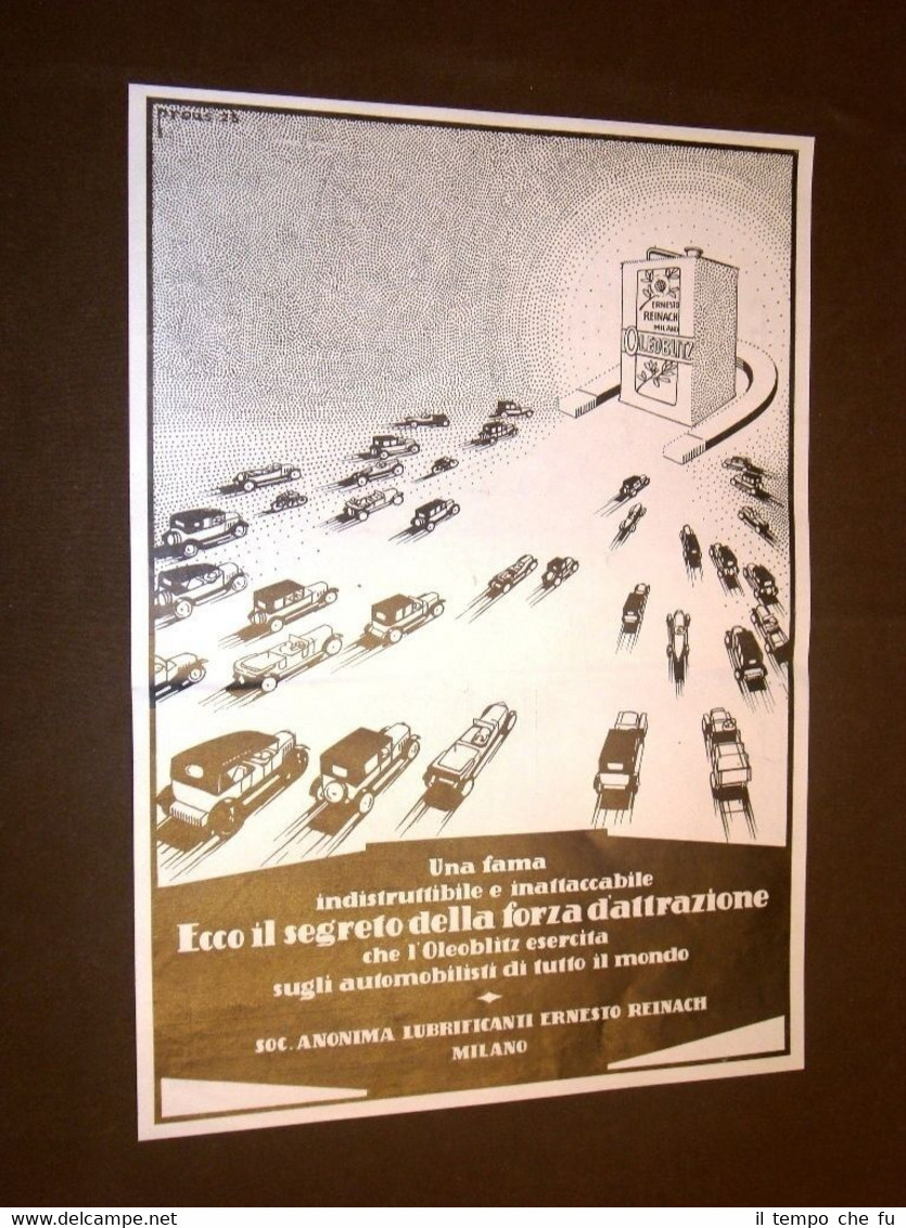 Pubblicità d'Epoca dei primi del '900 Oleoblitz Lubrificanti Ernesto Reinach