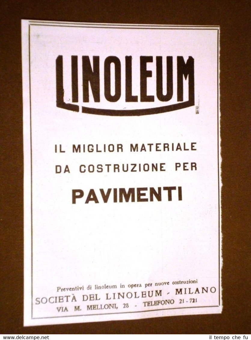 Pubblicità d'Epoca dei primi del 900 Pavimenti Linoleum - Milano