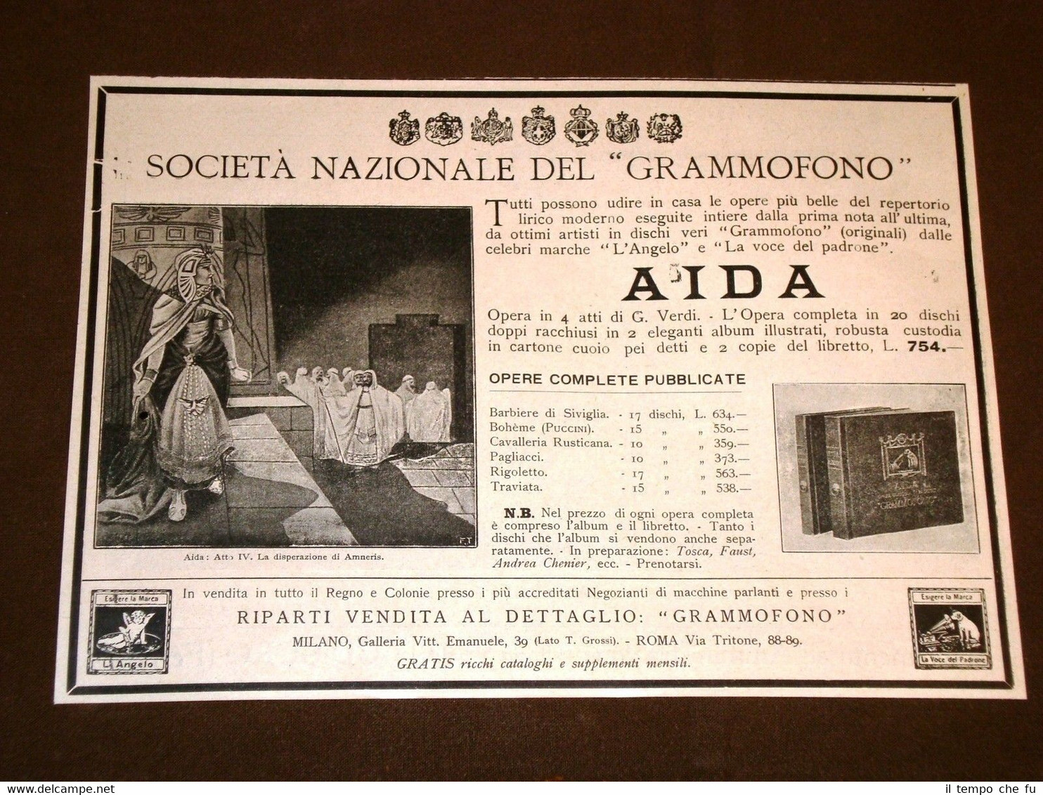 Pubblicità d'epoca dei primi del '900 Società Nazionale del Grammofono …