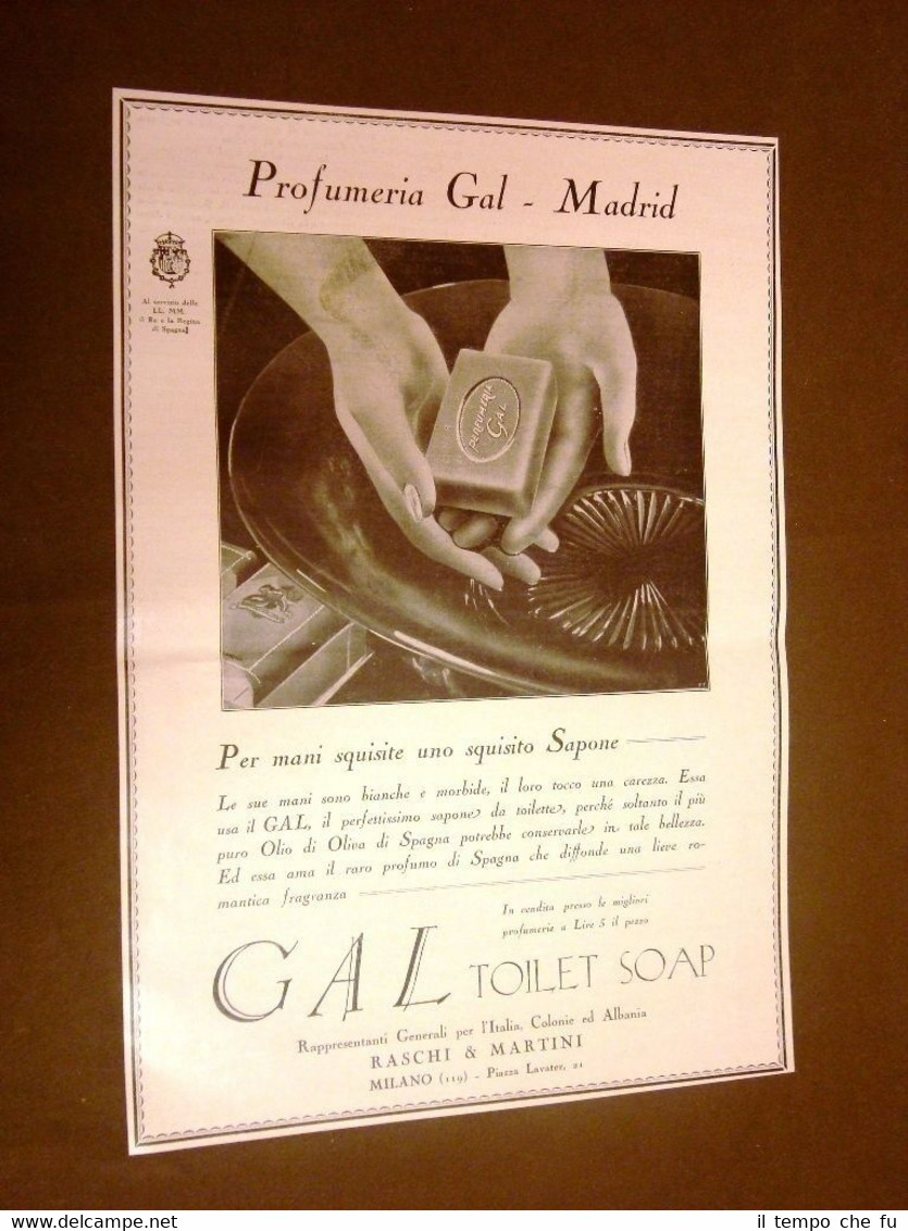 Pubblicità d'Epoca dei primi del '900 Tolet soap Gal - …