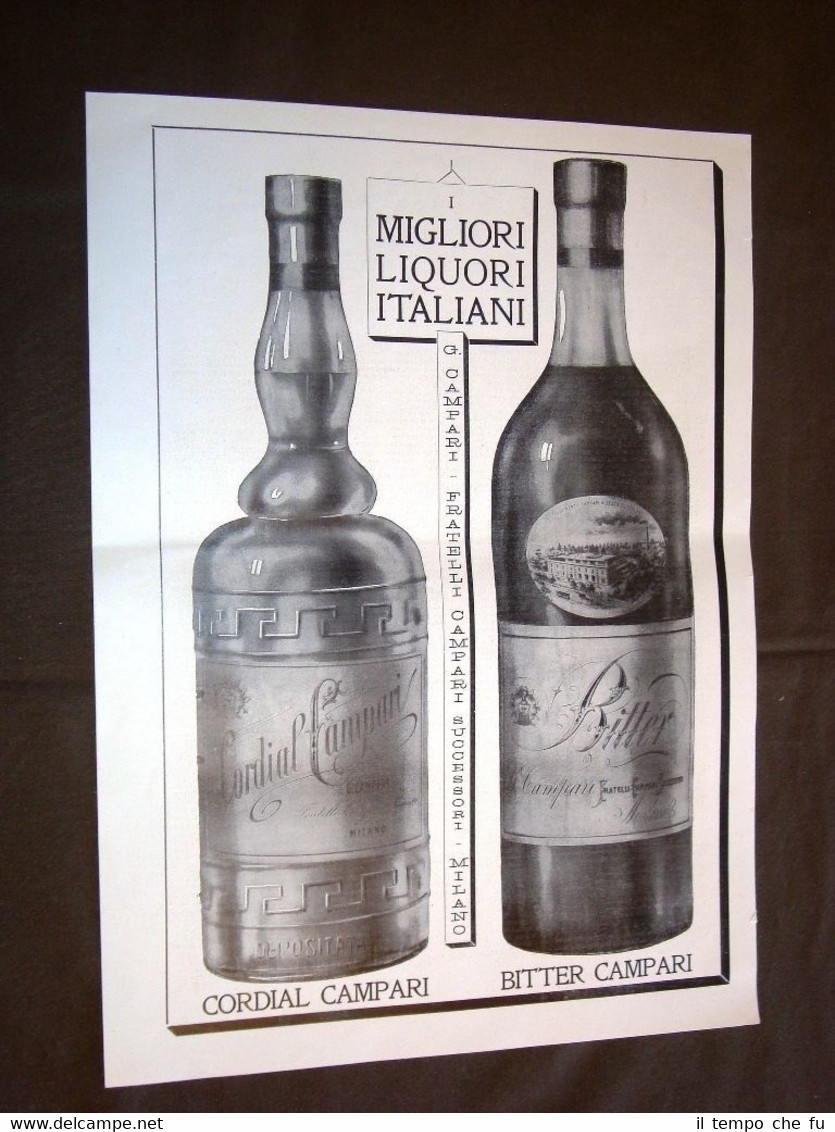 Pubblicità d'Epoca per Collezionisti Anno 1909 Cordial e Bitter Campari