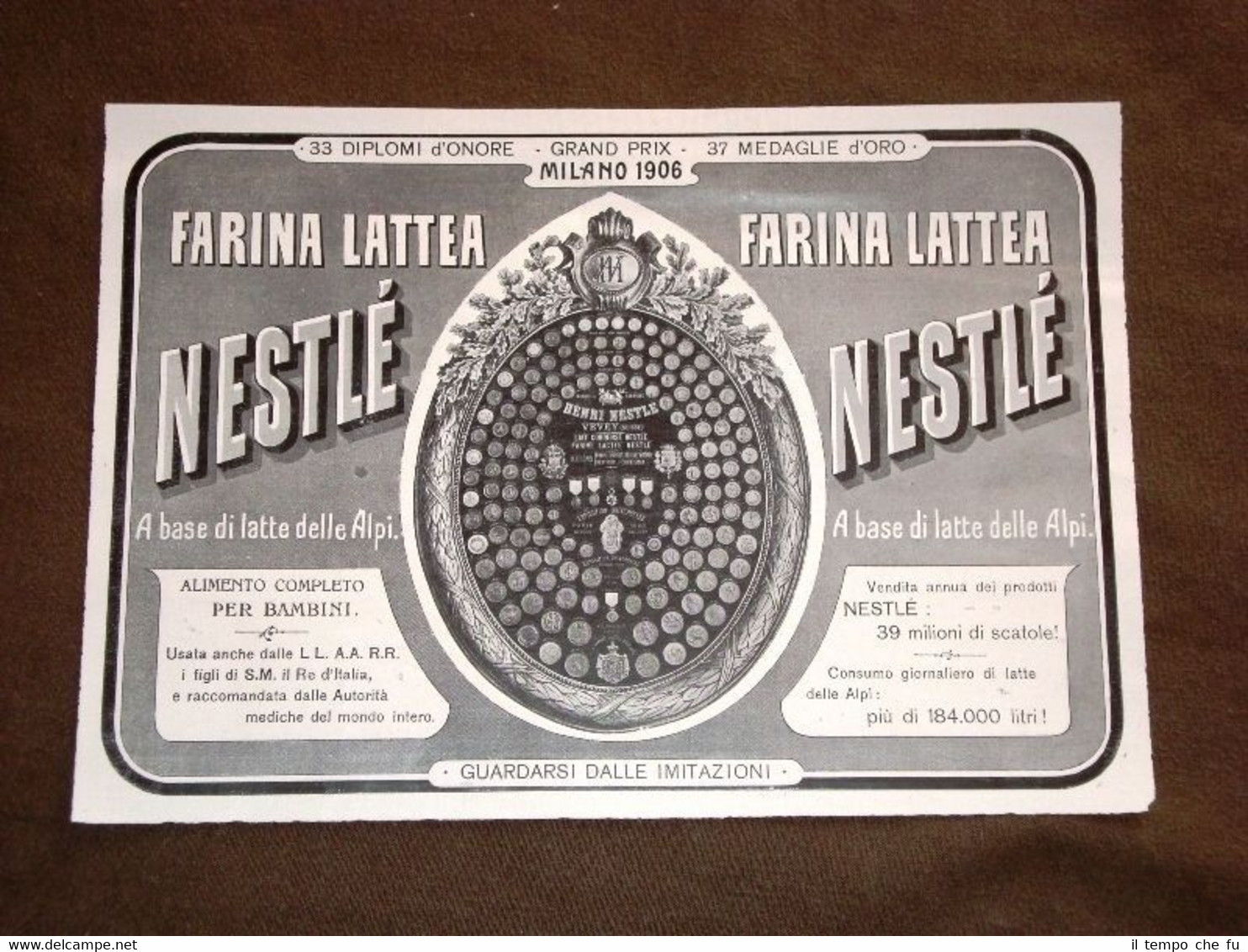 Pubblicità d'Epoca per Collezionisti del 1907 Farina lattea Nestlé