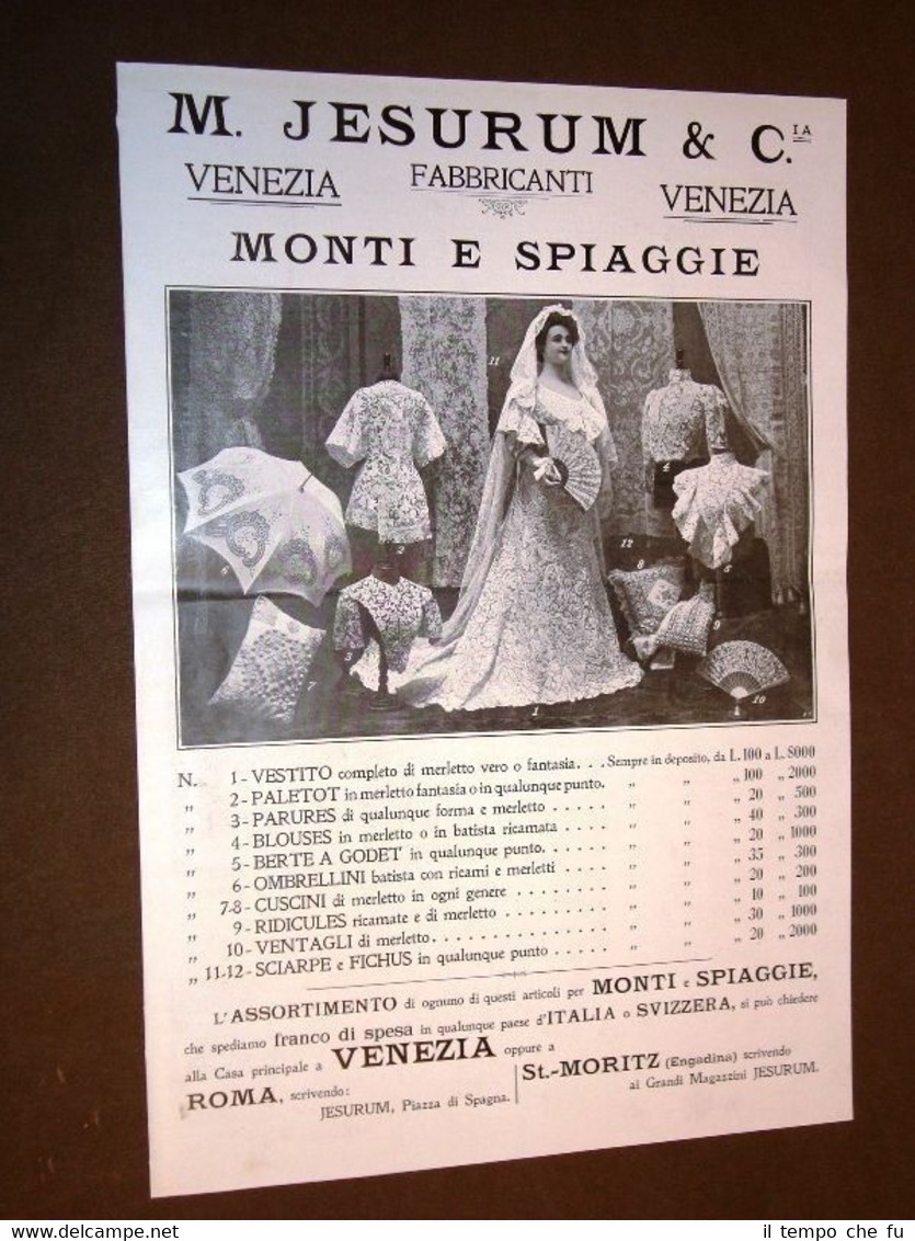 Pubblicità d'epoca per collezionisti del 1908 Jerusum e Campari