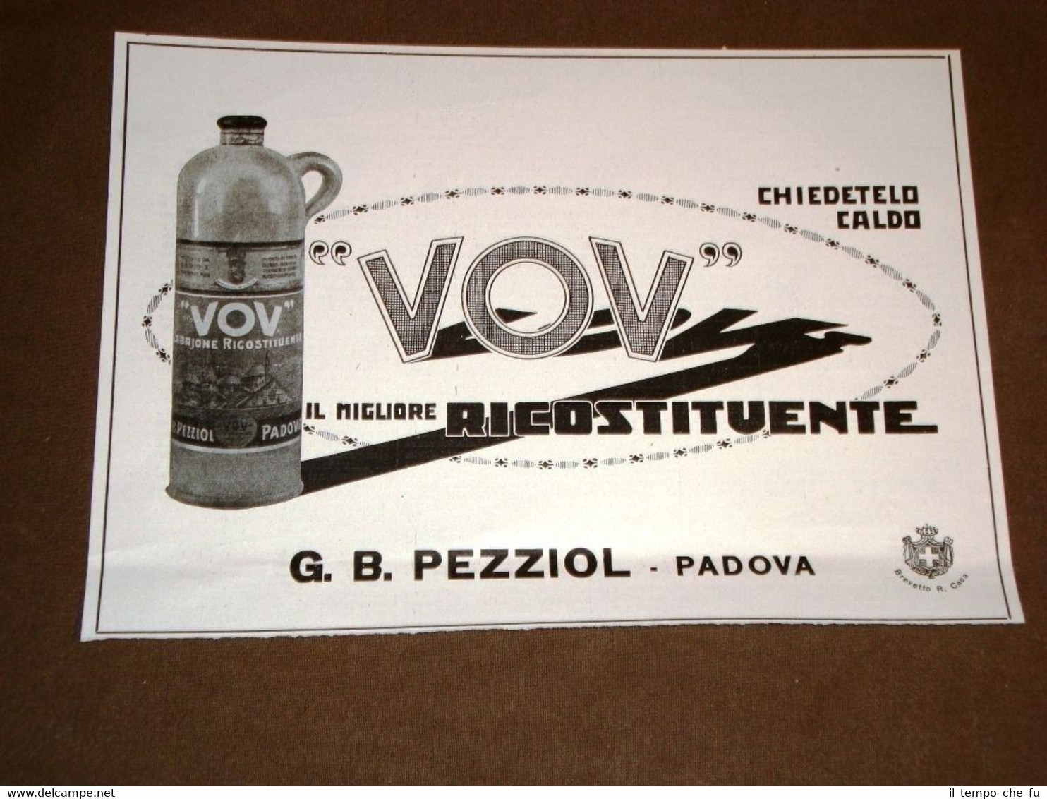 Pubblicità d'epoca per collezionisti Primi del 900 Liquore VOV - …