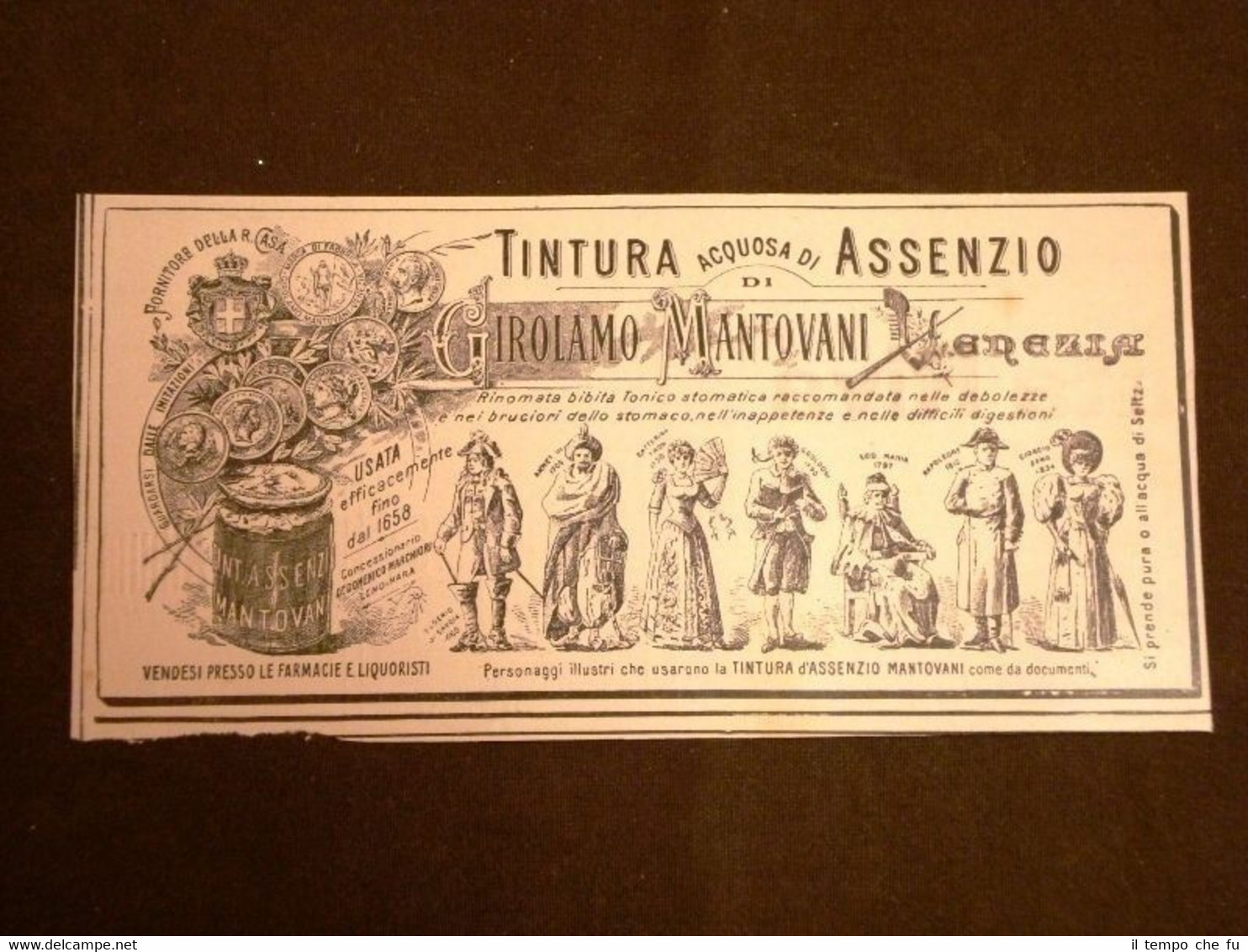 Pubblicità d'Epoca per Collezionisti Tintura d'assenzio Girol.Mantovani Venezia