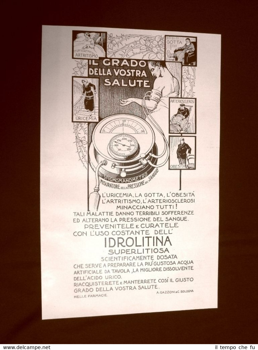 Pubblicità dei 1932 Idrolitina A. Gazzoni & C. Bologna