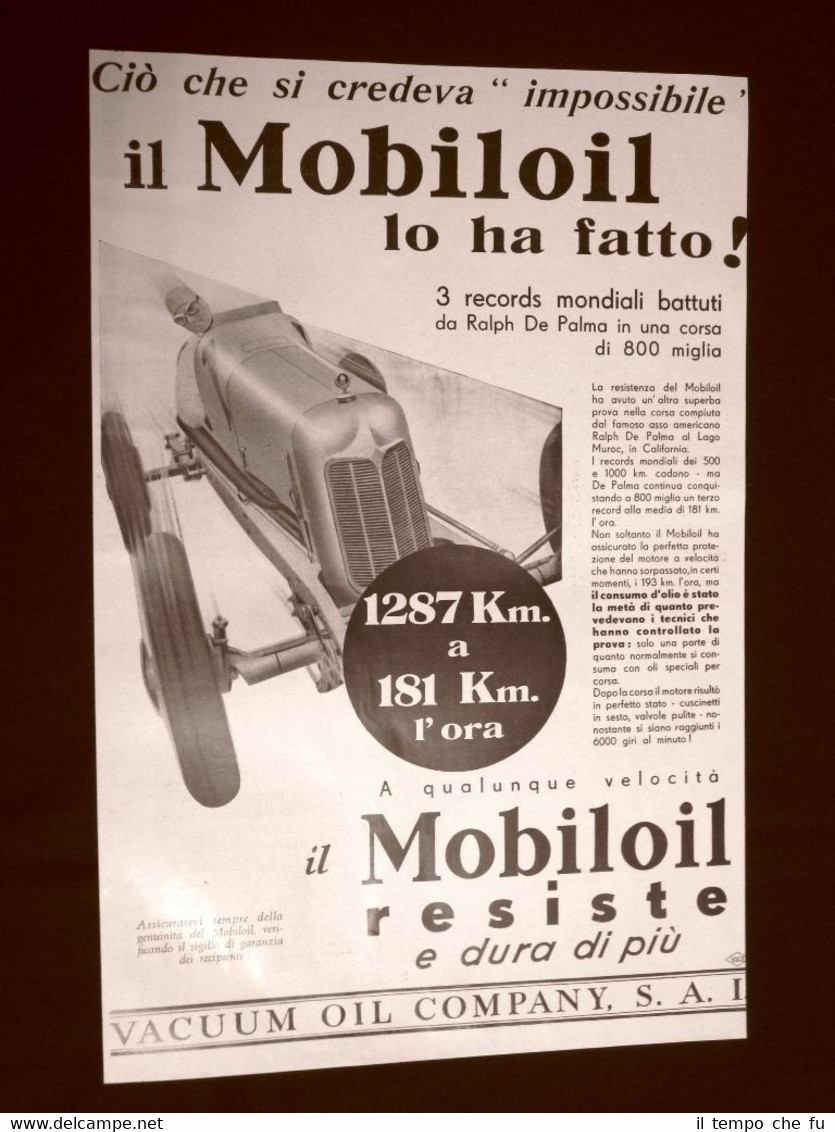 Pubblicità dei 1932 Olio motore Mobiloil Vacuum Oil Company S.A.I. …
