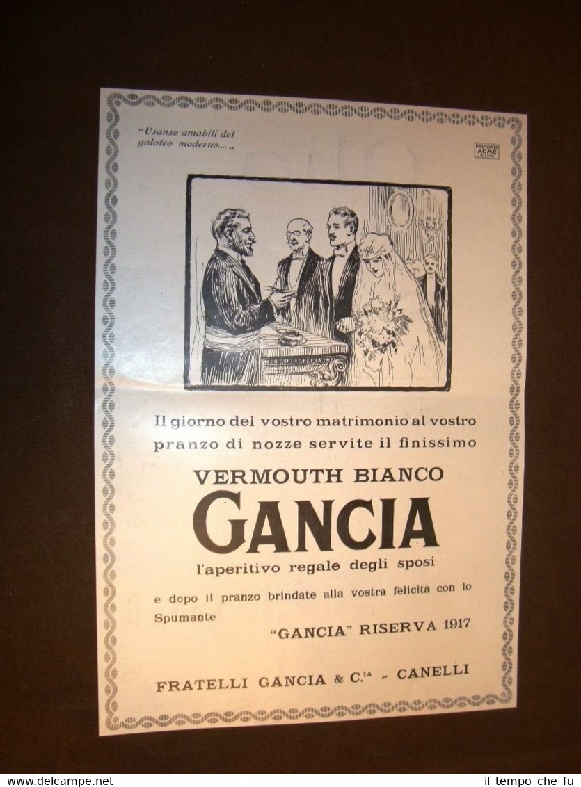 Pubblicità dei primi '900 Liquore Vermouth bianco dei Fratelli Gancia …